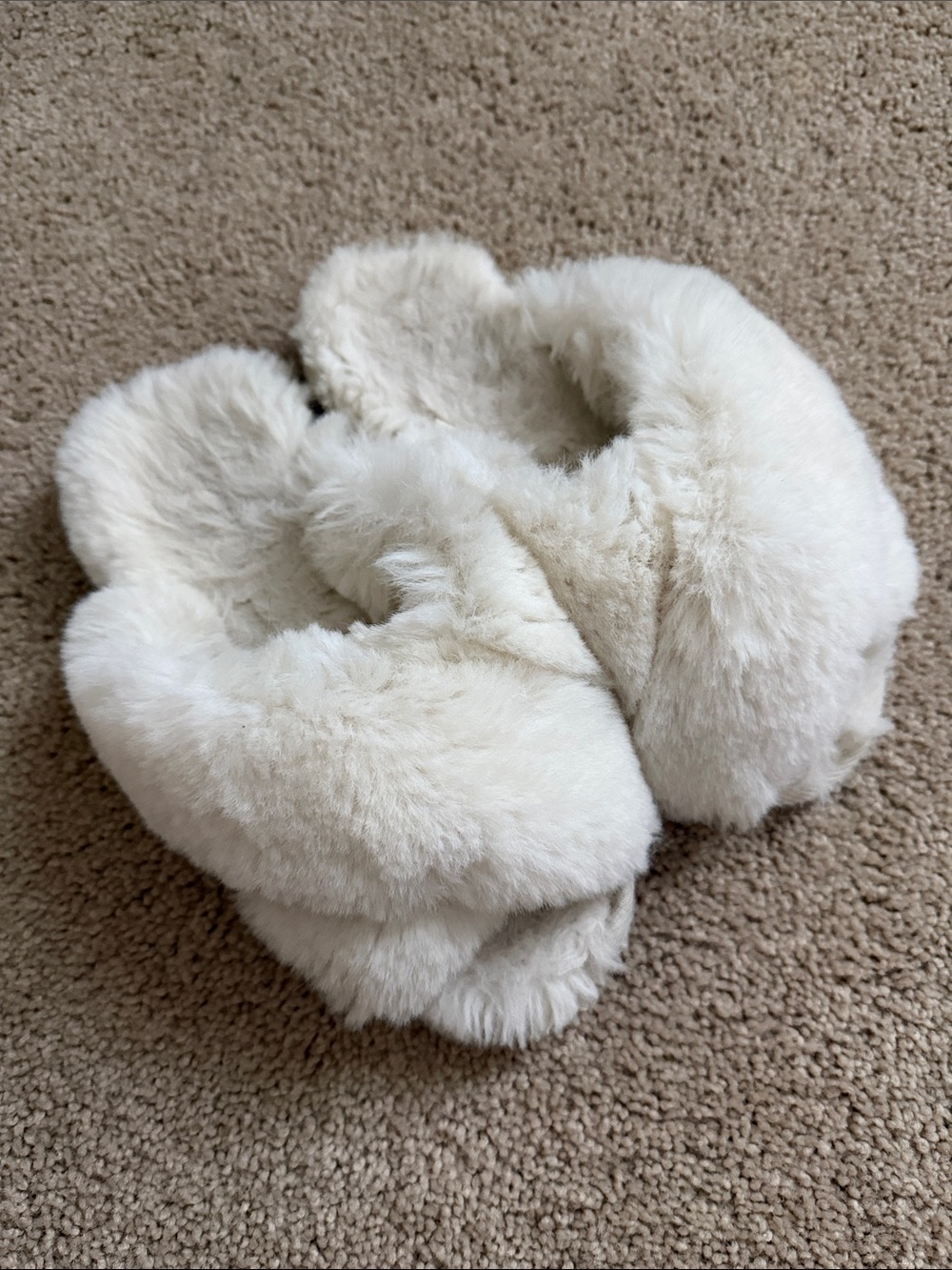 Cozy Plush Cream Fur Slippers Kids